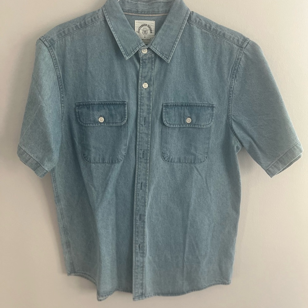 Dubinik Men' Short Sleeve Button Down Shirts Denim Short‎ Sleeve Shirt Med, NWOT